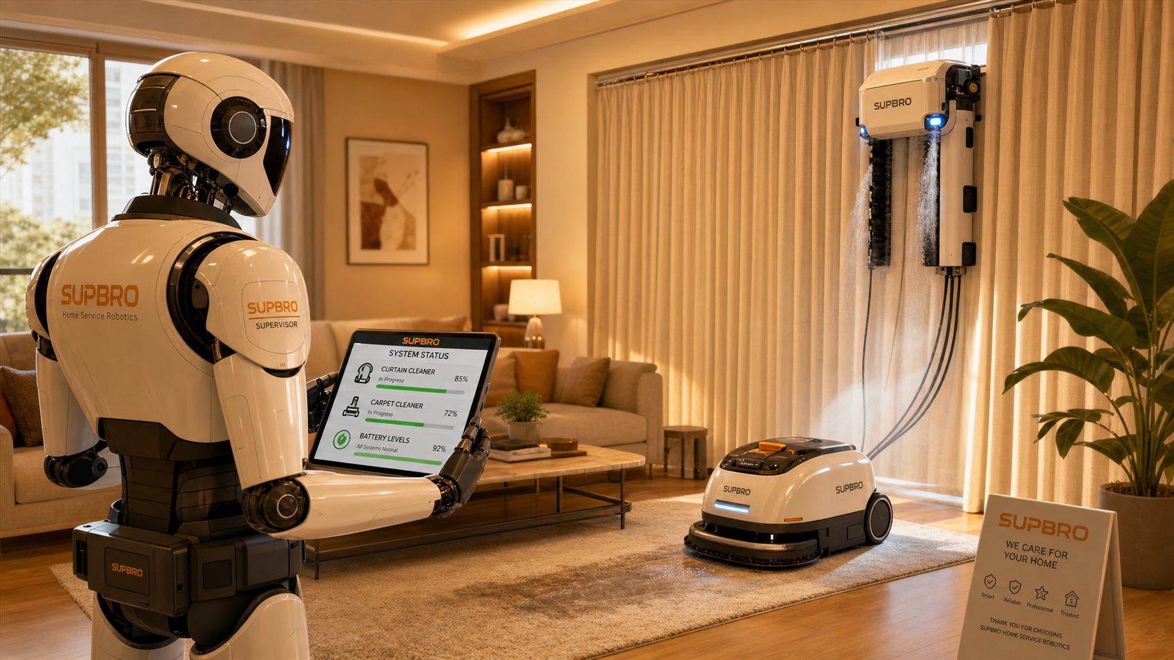 SUPBRO future home service robotics for curtain and carpet care